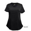 Black-Womens-Scrub-Top-Shirt-Mock-Wrap-Soft-Modern-Fit-V-Neck-2-Pockets