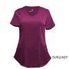 Burgundy-Womens-Scrub-Top-Shirt-Mock-Wrap-Soft-Modern-Fit-V-Neck-2-Pockets