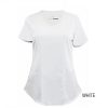 White-Womens-Scrub-Top-Shirt-Mock-Wrap-Soft-Modern-Fit-V-Neck-2-Pockets