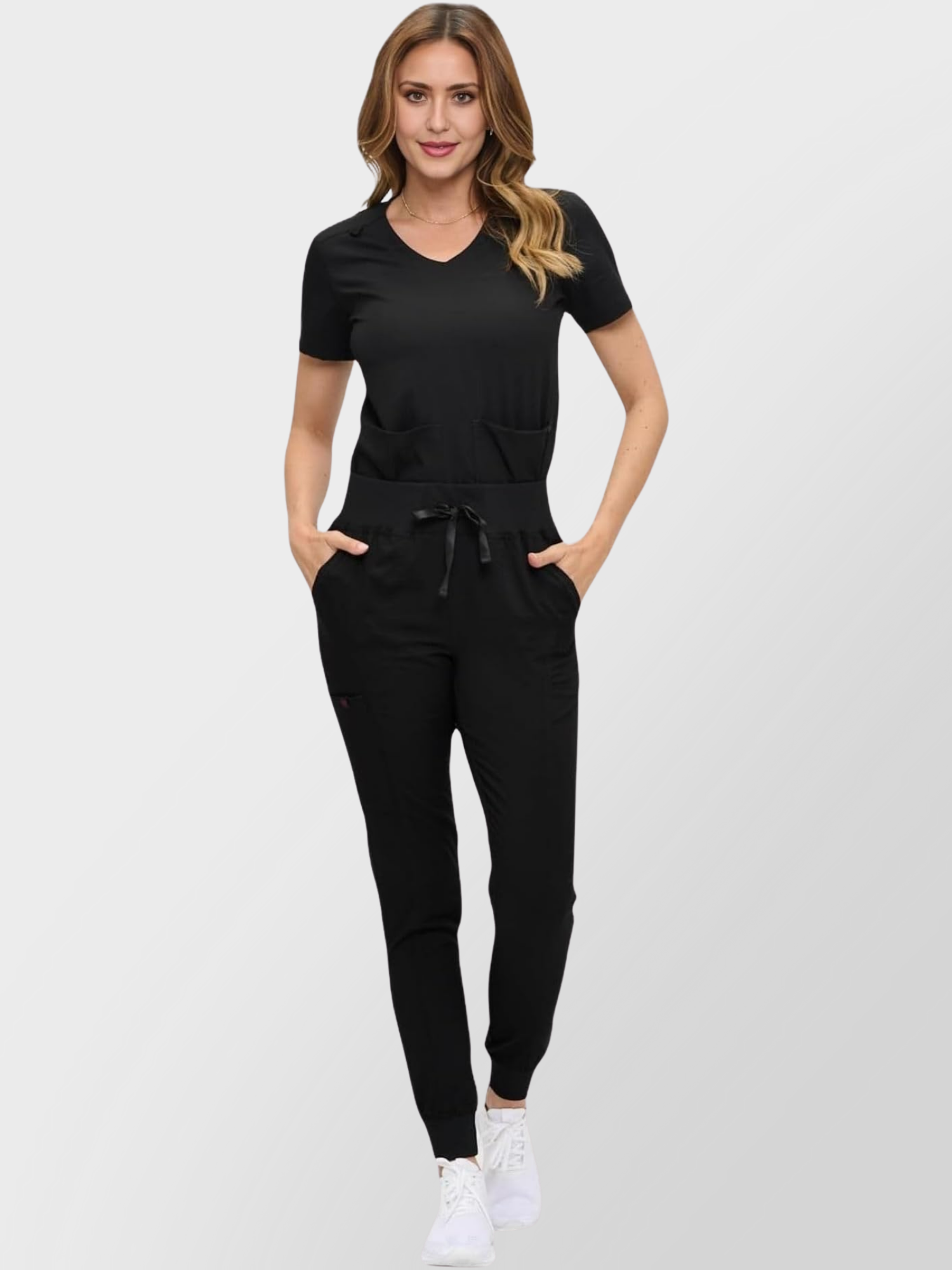 8103M-WOMEN SCRUB SET-BLK- Main Img