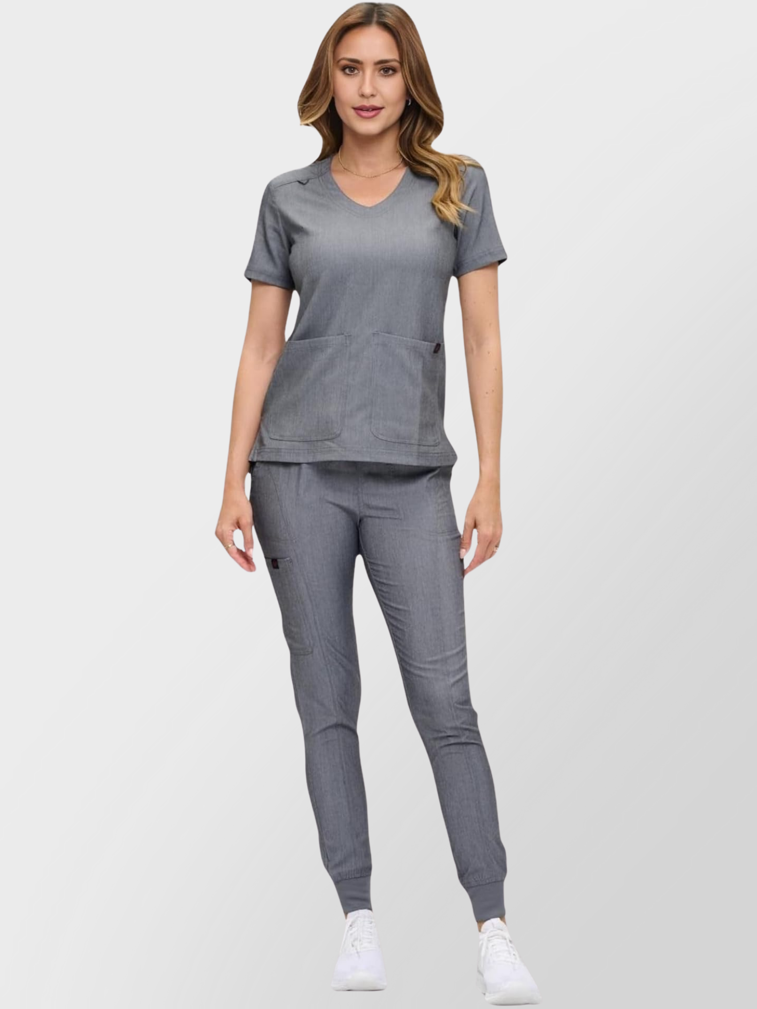 8103M-WOMEN SCRUB SET-HGREY- Main Img