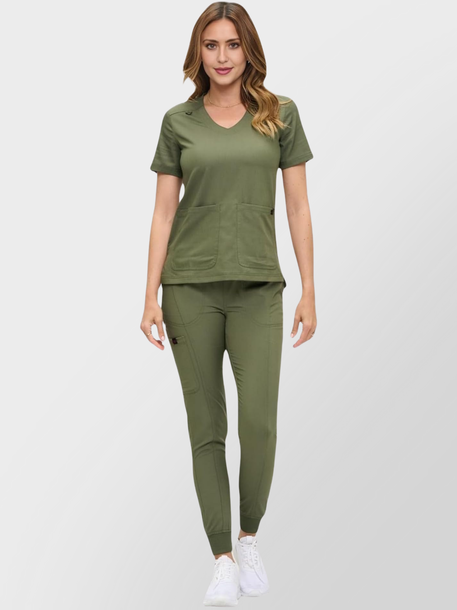 8103M-WOMEN SCRUB SET-OLV- Main Img