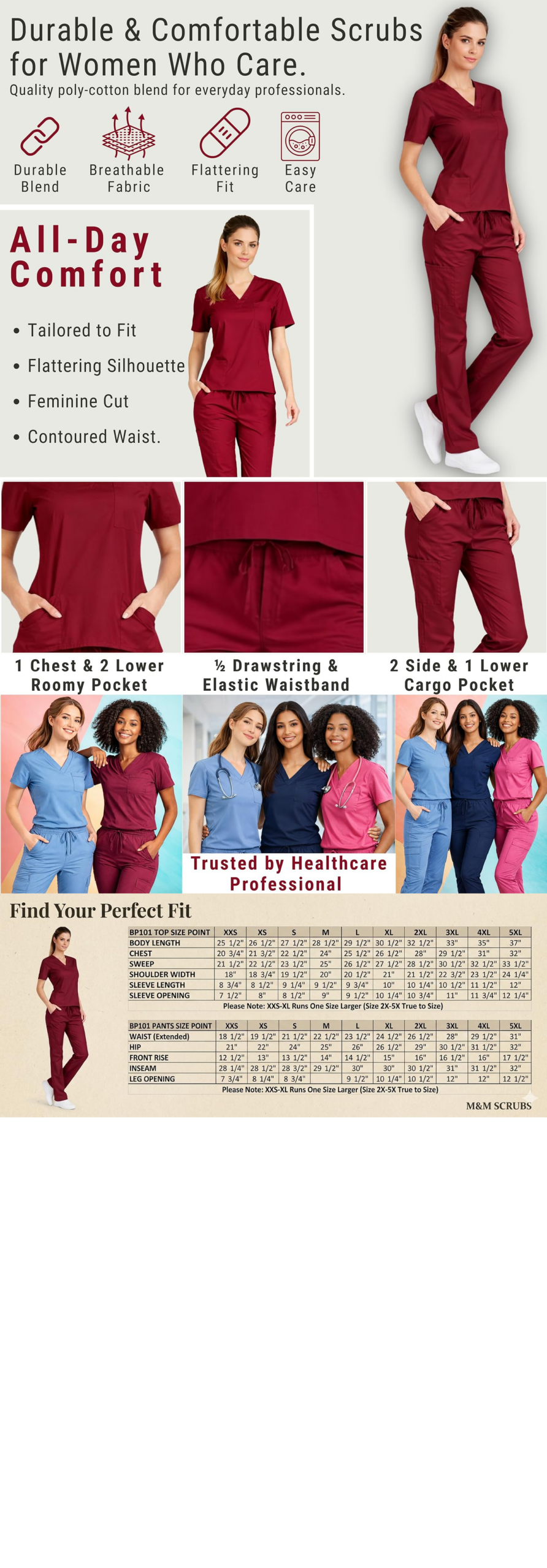 M&M Scrubs Style 101 Description Banner