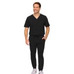 M&M SCRUBS Men's Jogger Scrub Set - Luxe Stretch Medical Uniform, V-Neck Scrubs Top & Jogger Pants (STYLE 3500)