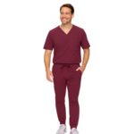 M&M SCRUBS Men's Jogger Scrub Set - Luxe Stretch Medical Uniform, V-Neck Scrubs Top & Jogger Pants (STYLE 3500) - Image 2