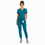M&M SCRUBS Women’s Jogger Scrub Set, Stretch Medical Scrub Top & Tapered Pants, 8 Pockets ( STYLE 4887 ) - Image 2