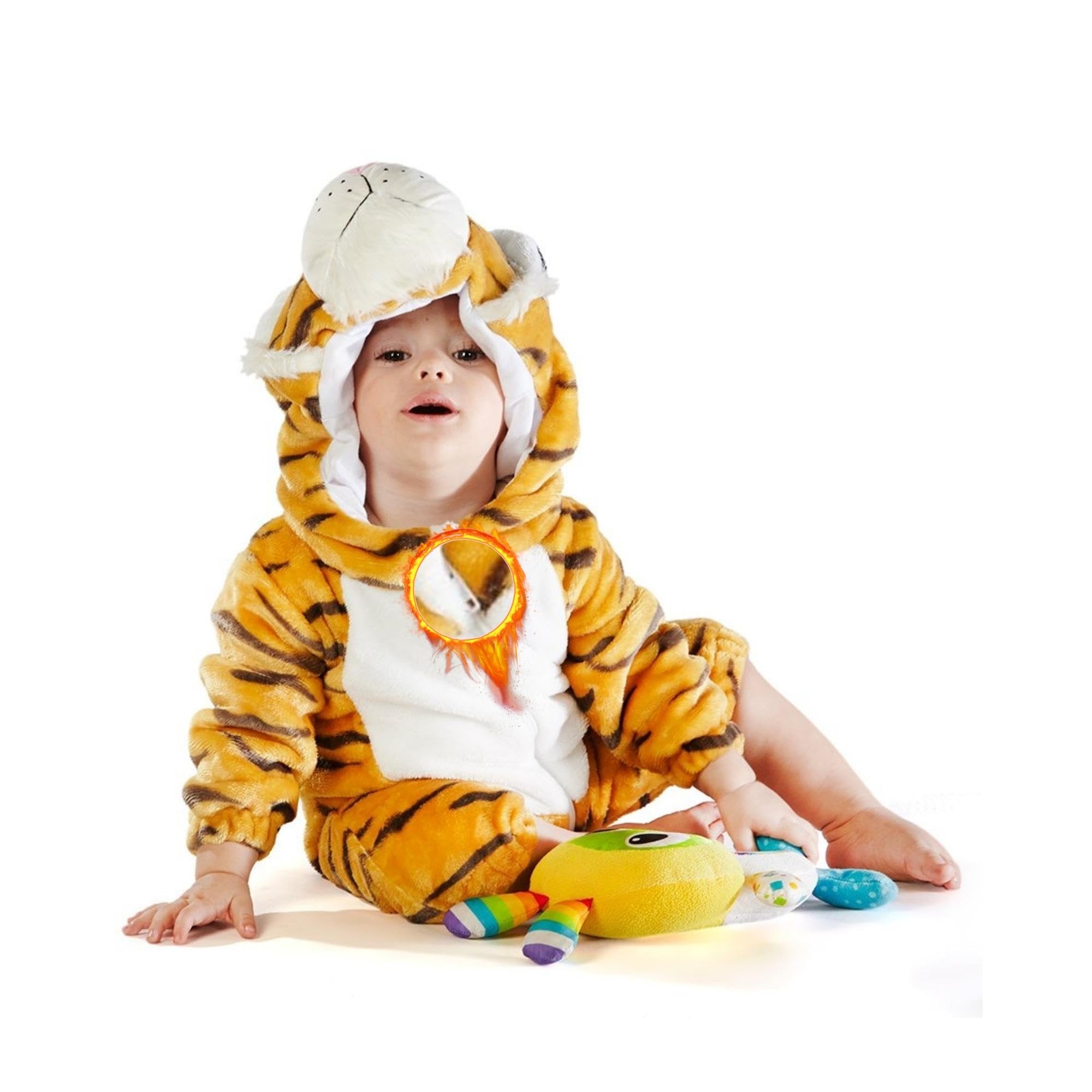 COSTUME Bengal Tiger M&M SCRUBS Animal Cosplay Outfits Infant Costume Boys Girls Winter Romper - Image 1