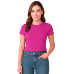 M&M SCRUBS Women's Short Sleeve Y2K Baby Tee Crop Tops Super Stretch Casual, Workout Shorts T-Shirts (STYLE 7267)