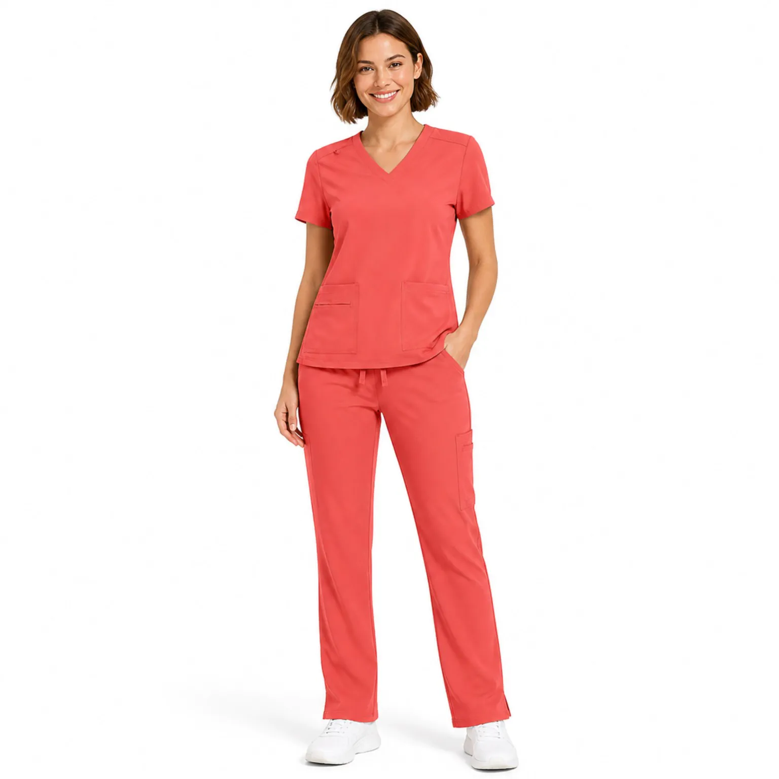 8400.webp M&M SCRUBS Women's Breathable Cool Stretch Fabric Scrub Top and cargo Pant Set ( STYLE 8400 ) - Image 1