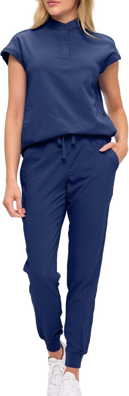 Monarch Uniforms women's scrub set Style 3101 front view in Navy