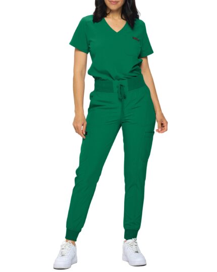 Monarch Uniforms women's Women's Slim-Fit Jogger Scrub Set style 3103 in Hunter Green
