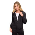 Monarch Uniforms women's Women's Hooded Zip-Up Scrub Jacket style 4301JKT in Black