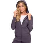 Monarch Uniforms women's Women's Hooded Zip-Up Scrub Jacket style 4301JKT in Charcoal