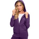 Monarch Uniforms women's Women's Hooded Zip-Up Scrub Jacket style 4301JKT in Eggplant