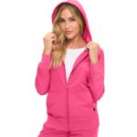 Monarch Uniforms women's Women's Hooded Zip-Up Scrub Jacket style 4301JKT in Hot Pink