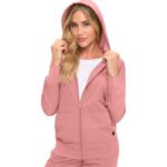 Monarch Uniforms women's Women's Hooded Zip-Up Scrub Jacket style 4301JKT in Mauve