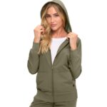 Monarch Uniforms women's Women's Hooded Zip-Up Scrub Jacket style 4301JKT in Olive