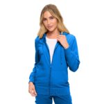 Monarch Uniforms women's Women's Hooded Zip-Up Scrub Jacket style 4301JKT in Royal Blue