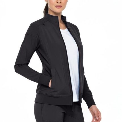 Monarch Uniforms women's Women's Zippered Warm-Up Scrub Jacket style 4403 in Black
